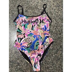 Hurley Womens Tropical Floral One Piece Swimsuit Multicolor Logo XL 1X